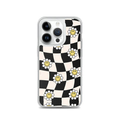 Checkered Smiling Daisies Clear Case