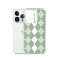 Green Argyle Clear Case