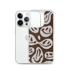 Brown Crazy Smiley Clear Case