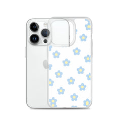 Blue Retro Floral Clear Case