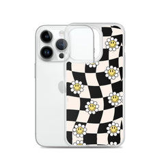 Checkered Smiling Daisies Clear Case