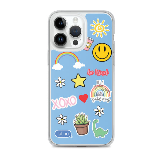 Blue Cute Stickers Clear Case