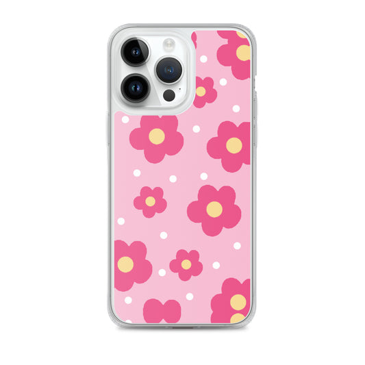 Pink Retro Daisies Clear Case