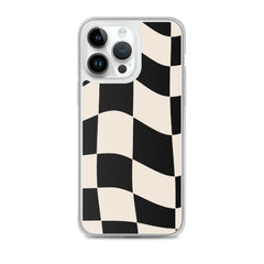 Beige Checkered Clear Case