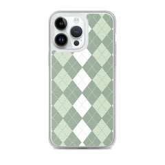 Green Argyle Clear Case