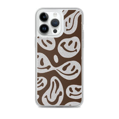 Brown Crazy Smiley Clear Case