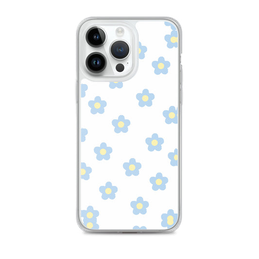 Blue Retro Floral Clear Case