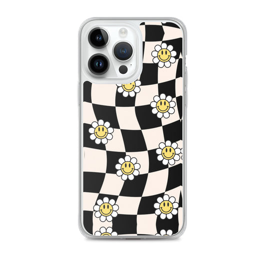 Checkered Smiling Daisies Clear Case