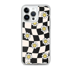 Checkered Smiling Daisies Clear Case