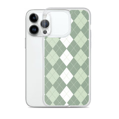 Green Argyle Clear Case