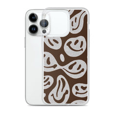 Brown Crazy Smiley Clear Case