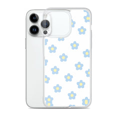 Blue Retro Floral Clear Case