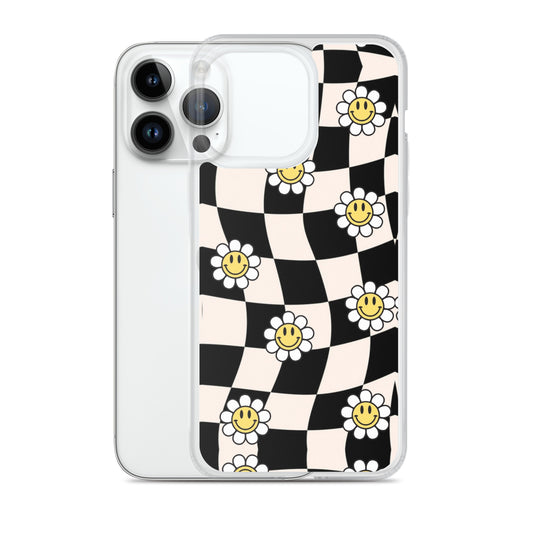 Checkered Smiling Daisies Clear Case