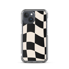 Beige Checkered Clear Case