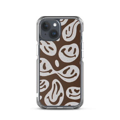 Brown Crazy Smiley Clear Case