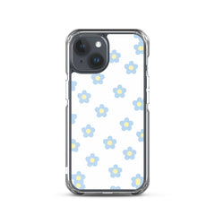 Blue Retro Floral Clear Case