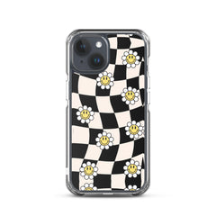 Checkered Smiling Daisies Clear Case