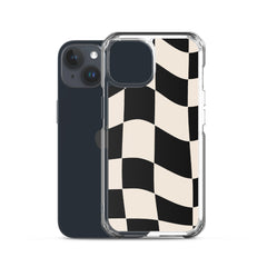 Beige Checkered Clear Case