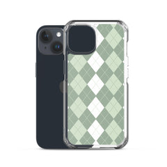 Green Argyle Clear Case