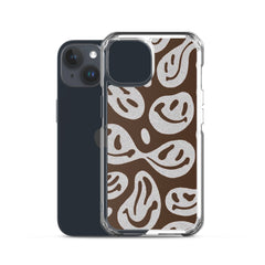 Brown Crazy Smiley Clear Case