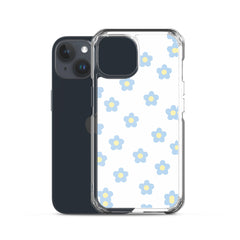 Blue Retro Floral Clear Case