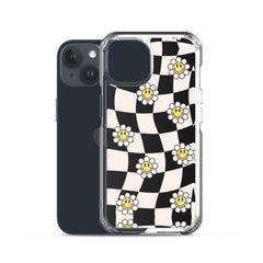 Checkered Smiling Daisies Clear Case