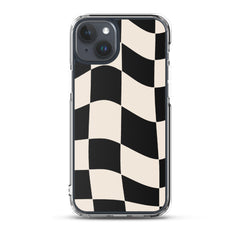 Beige Checkered Clear Case