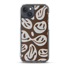 Brown Crazy Smiley Clear Case