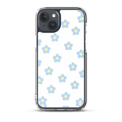 Blue Retro Floral Clear Case