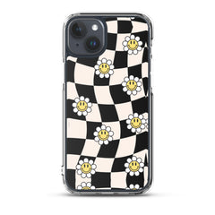 Checkered Smiling Daisies Clear Case