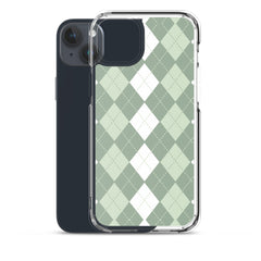 Green Argyle Clear Case