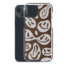 Brown Crazy Smiley Clear Case