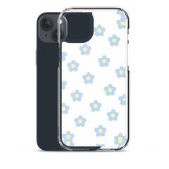 Blue Retro Floral Clear Case