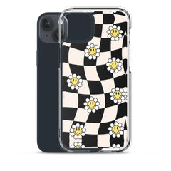 Checkered Smiling Daisies Clear Case