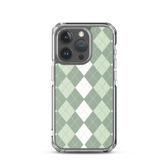 Green Argyle Clear Case