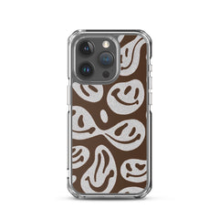 Brown Crazy Smiley Clear Case