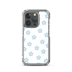 Blue Retro Floral Clear Case