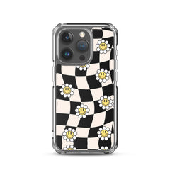 Checkered Smiling Daisies Clear Case