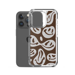 Brown Crazy Smiley Clear Case