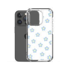 Blue Retro Floral Clear Case