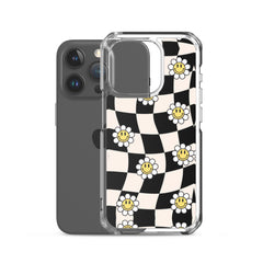 Checkered Smiling Daisies Clear Case