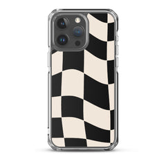 Beige Checkered Clear Case