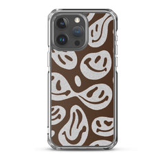 Brown Crazy Smiley Clear Case