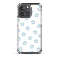 Blue Retro Floral Clear Case