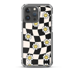 Checkered Smiling Daisies Clear Case