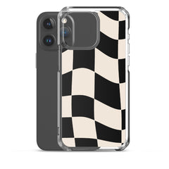 Beige Checkered Clear Case