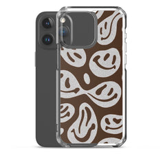 Brown Crazy Smiley Clear Case