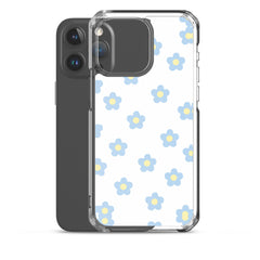 Blue Retro Floral Clear Case