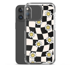 Checkered Smiling Daisies Clear Case