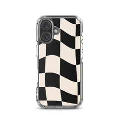 Beige Checkered Clear Case